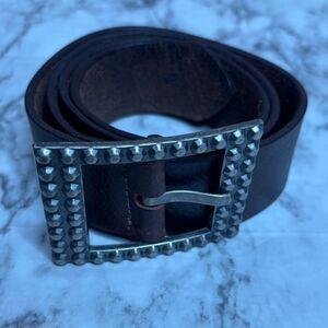 Cowhide Leather Belt brown silver large buckle size large Y2K vintage